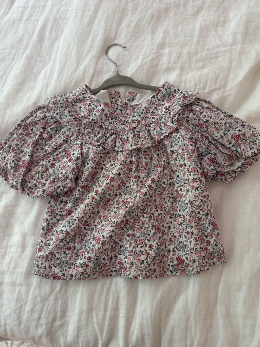 Janie and Jack Pink and Green Floral Ruffle Dress